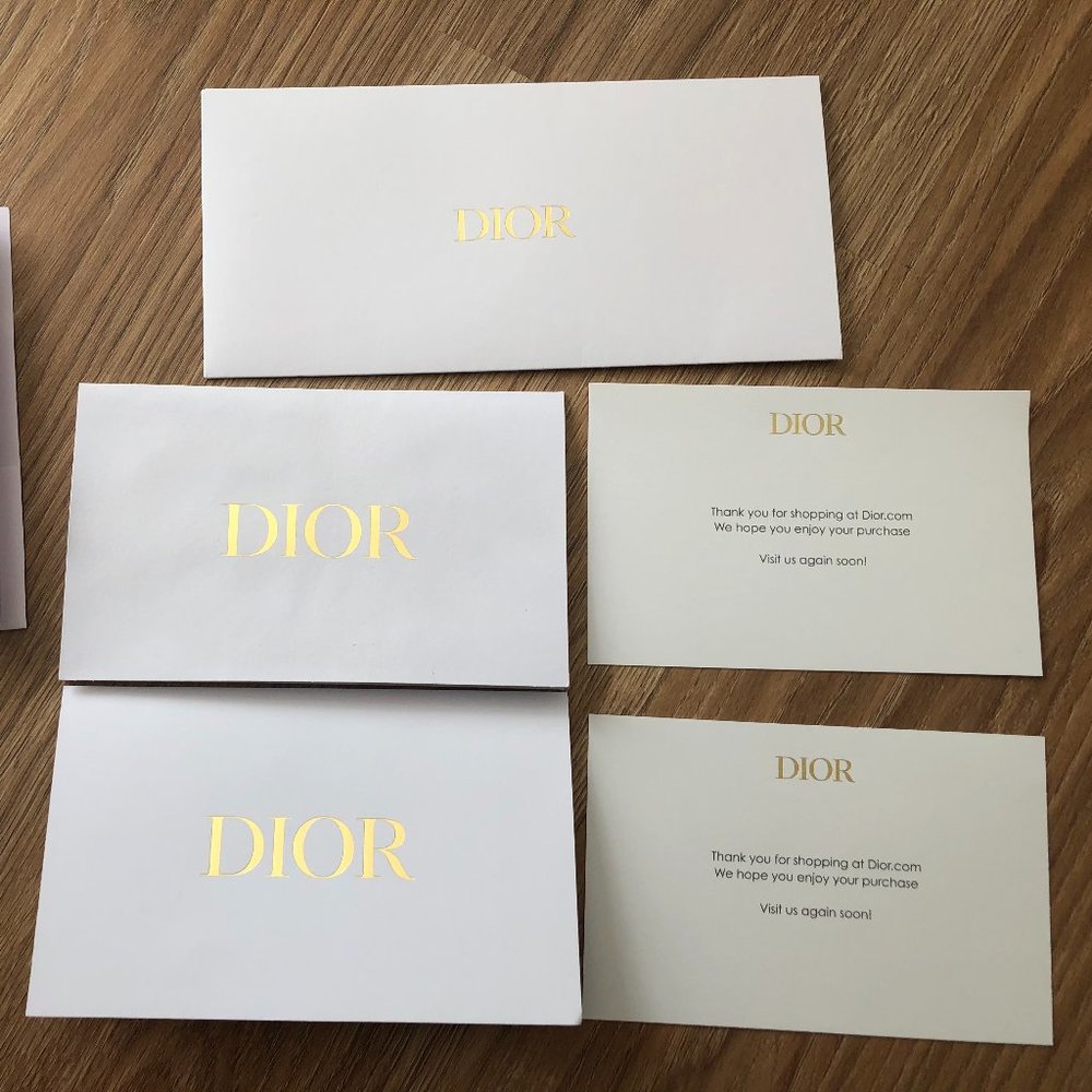 Dior White Logo Envelope Card Receipt Holder 4.25”x7” empty